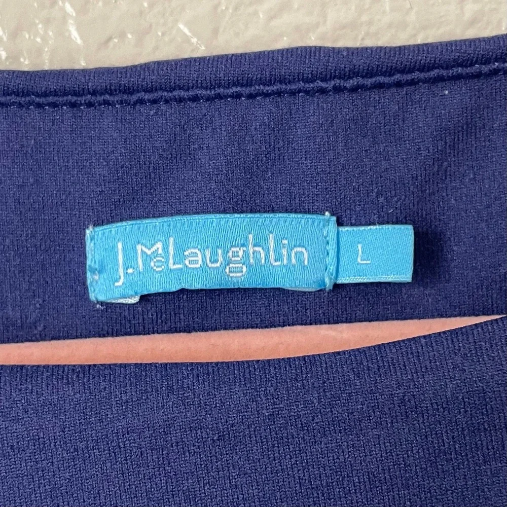 J. McLaughlin Dress Womens Large Blue Catalina Cloth Striped 3/4 Sleeve‎ Layered